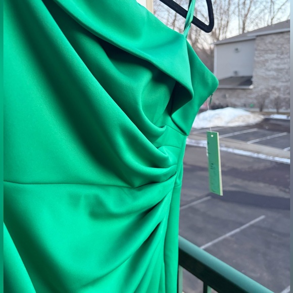 🆕🌿 Eliza J Emerald Green One-Shoulder Ruched Cocktail Dress Size 14 Party Formal - Picture 8 of 16